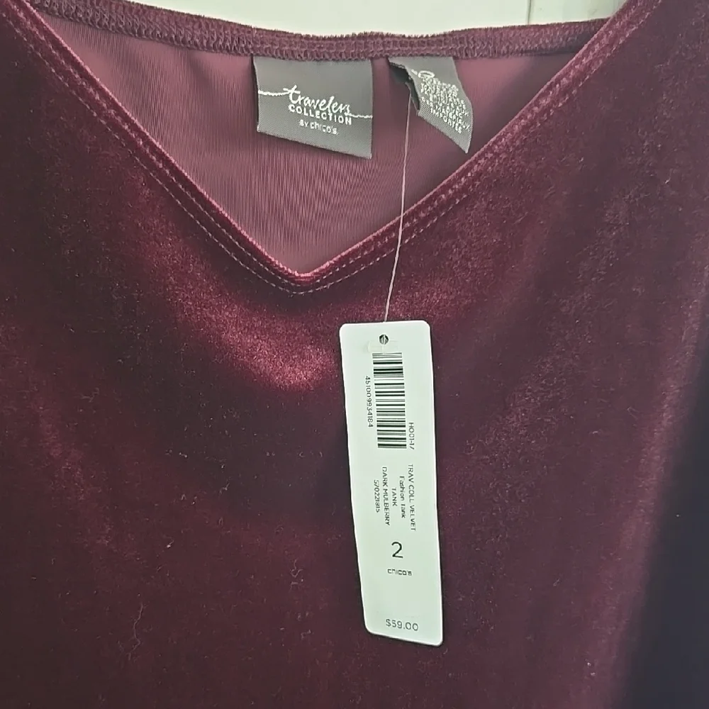 CHICO'S Velvet Tank Top in Deep Burgundy - Picture 8 of 9